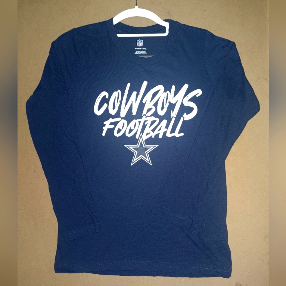3/$8 Cowboys Football Kids Navy Blue Long Sleeve Shirt